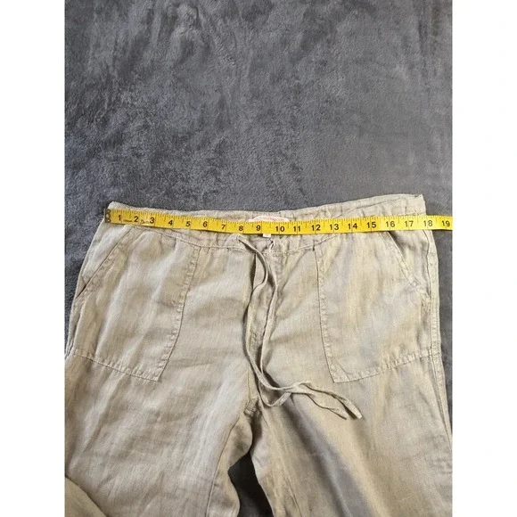 Victoria Secret Women's Beige  Flax/ Lino Wide Leg Pants Size 8 Adjustable Waist - Picture 6 of 9